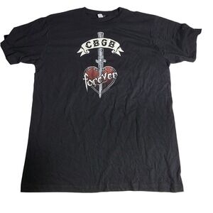 CBGB OMFUG Forever Dagger Heart Graphic T-Shirt Black XL Punk Rock NYC Music